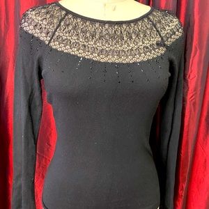 White House Black Market Black beaded Blouse
